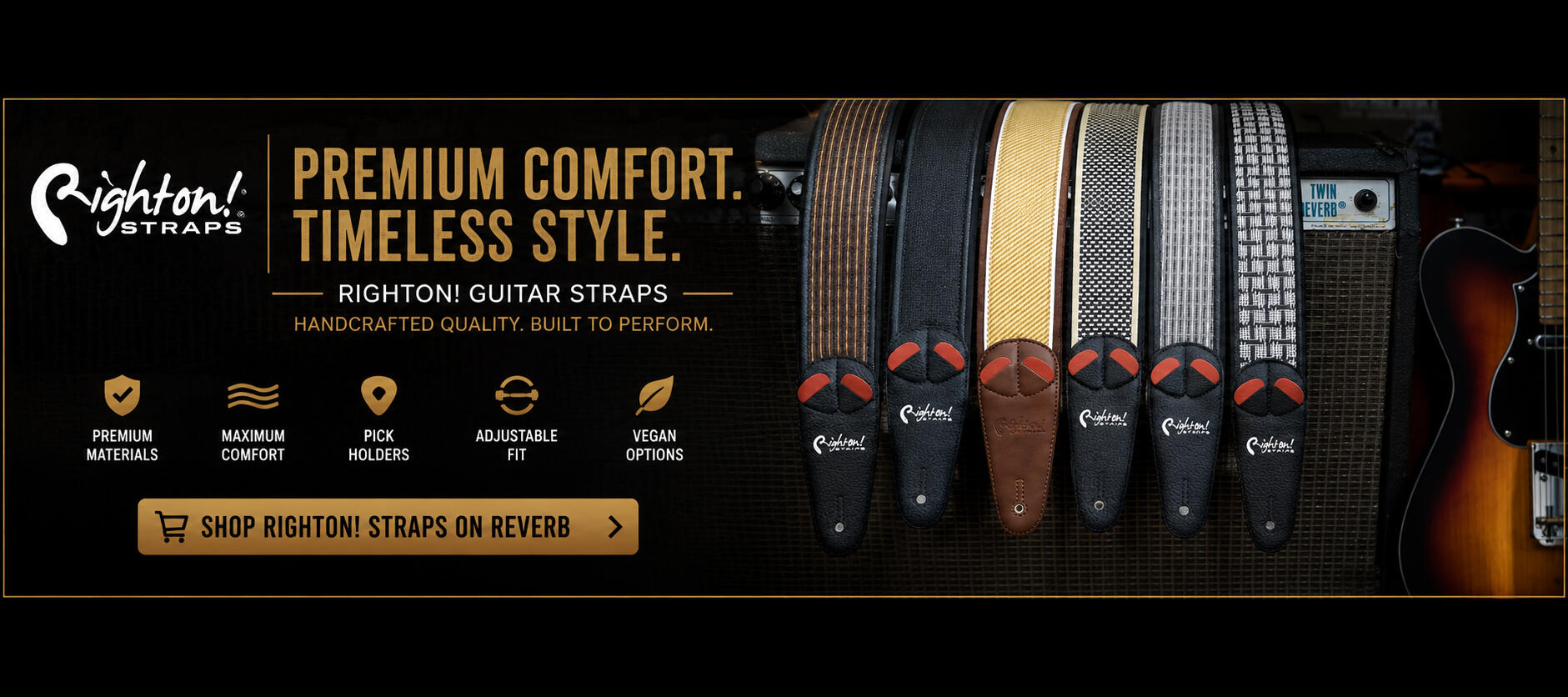 RightOn! Guitar Straps – Premium Comfort & Style | Universal Music Supply RightOn! premium guitar straps featuring multiple styles and colors with adjustable comfort, handcrafted quality, and durable materials. Shop RightOn! guitar straps at Universal Music Supply.
